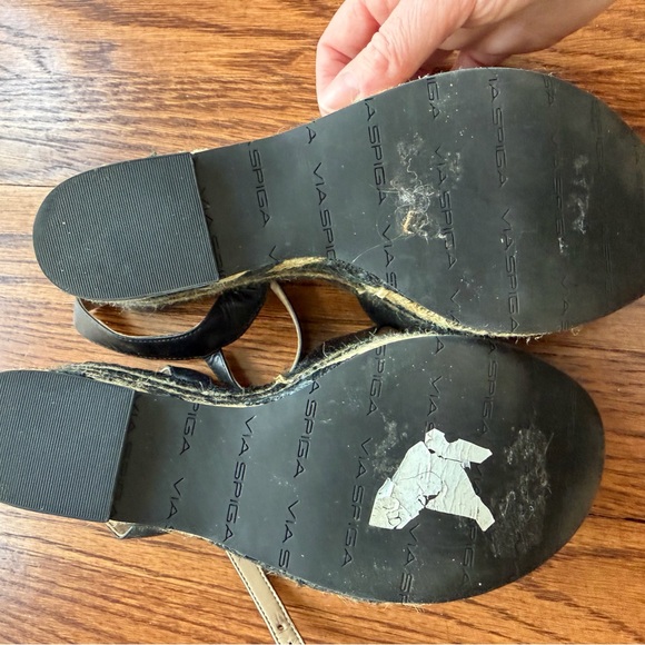 Via Spiga Black Women's Cross-Strap Wedge Sandals size 6 - Picture 4 of 5